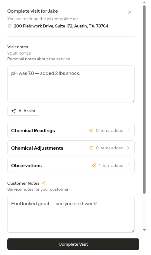 Reopened completion form — all previous work restored