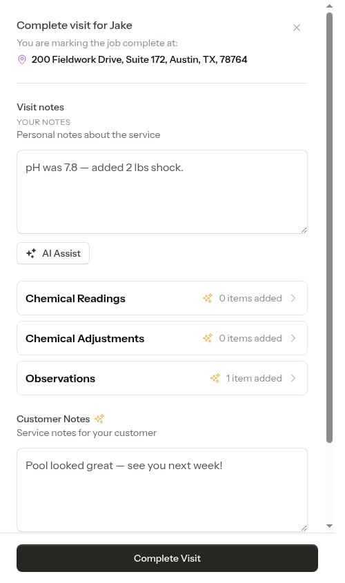 Reopened completion form — all previous work restored
