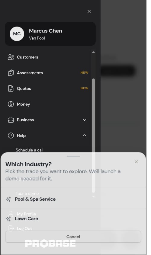 Tour a demo in the Help group of the navigation drawer