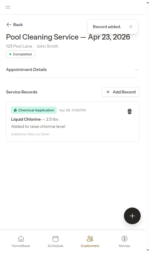Chemical application entry