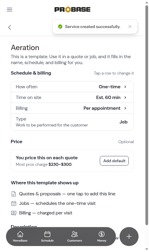 The saved gallery service on its template page