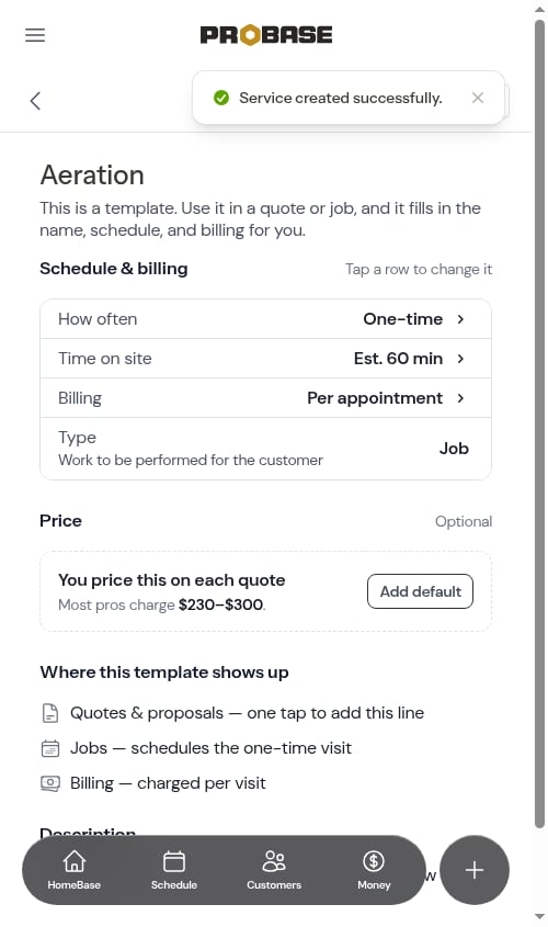 The saved gallery service on its template page