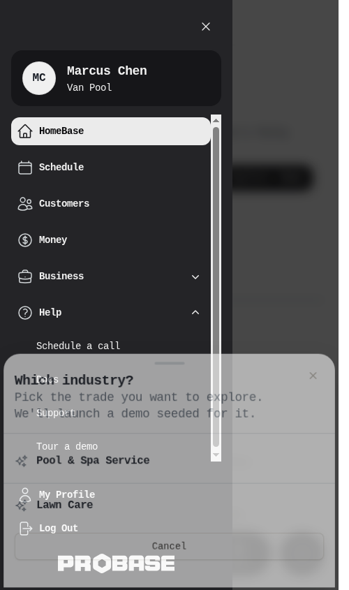 Tour a demo in the HELP group of the navigation menu, below Support
