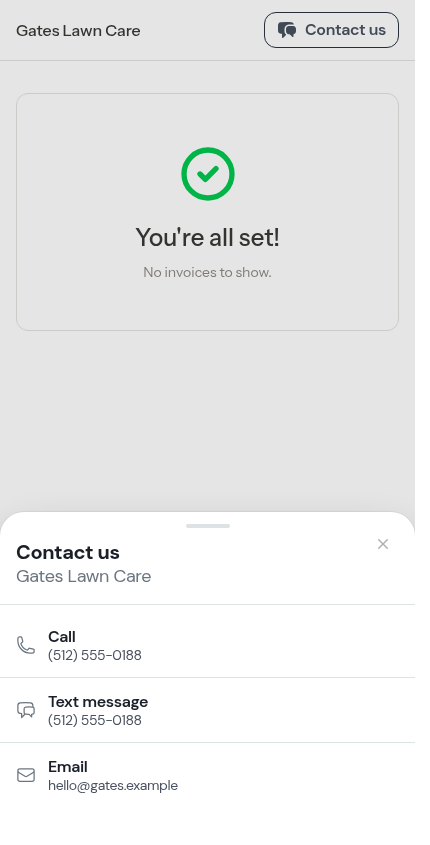 The Contact us sheet