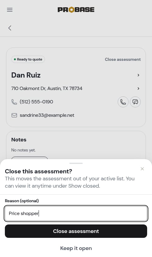 The close sheet