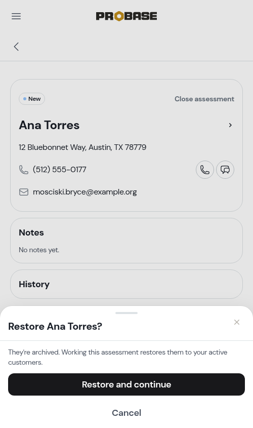 The restore prompt