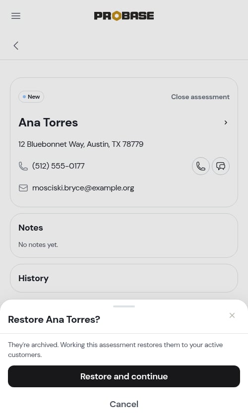 The restore prompt