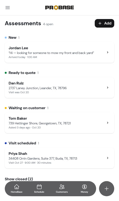 Assessments grouped by stage
