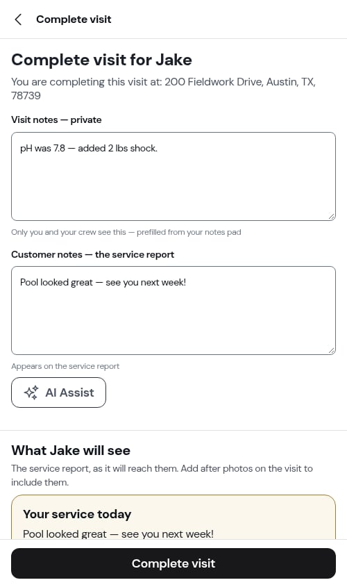 Reopened completion form — previous work restored