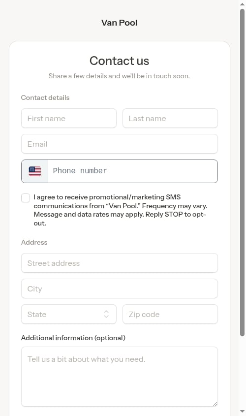 The public contact form a visitor fills out