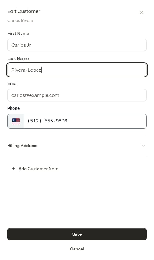 Edit form with changes