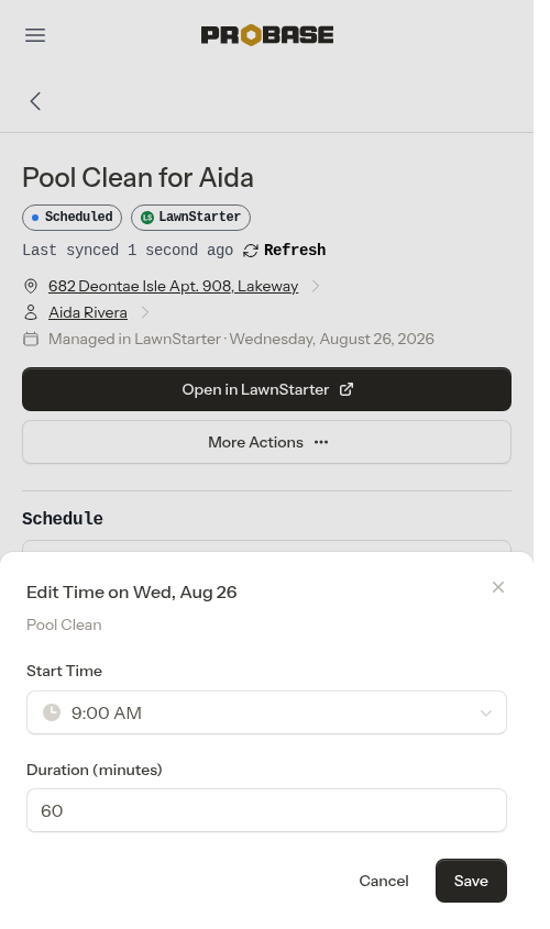 The Edit Time window on a marketplace job