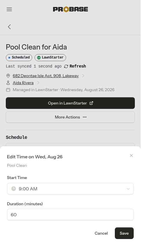 The Edit Time window on a marketplace job