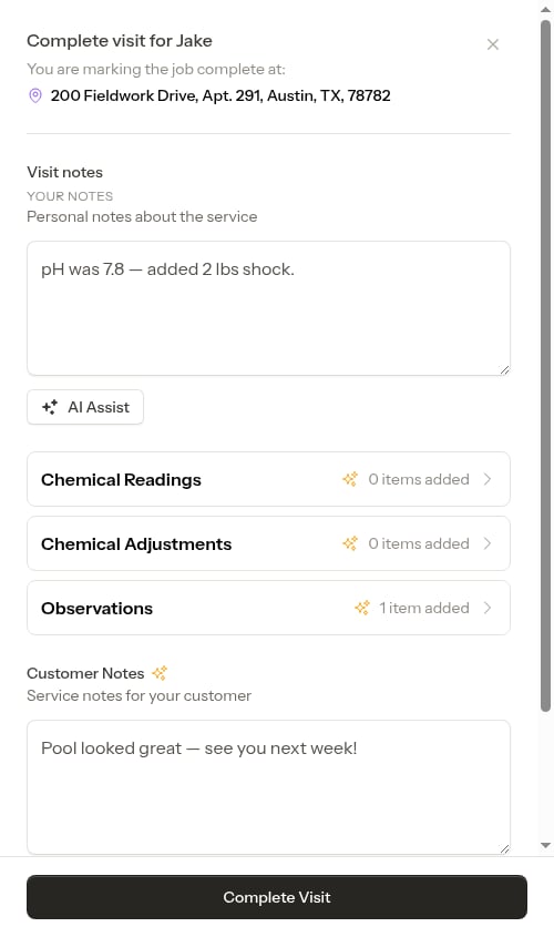 Reopened completion form — all previous work restored