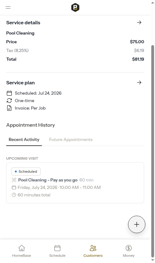 Before completing a per-service appointment