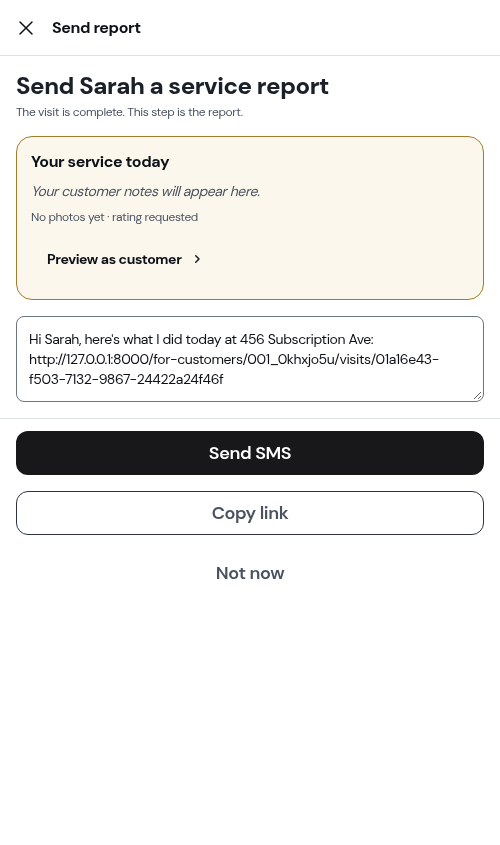 Subscription appointment marked as completed