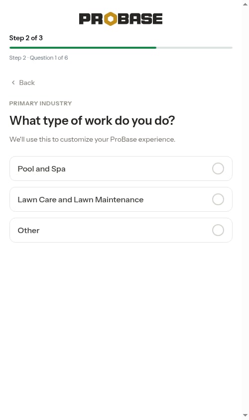 Resuming the wizard at the work questions