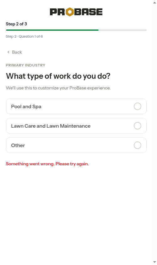 A failed tap clears the checkmark and shows a retry message
