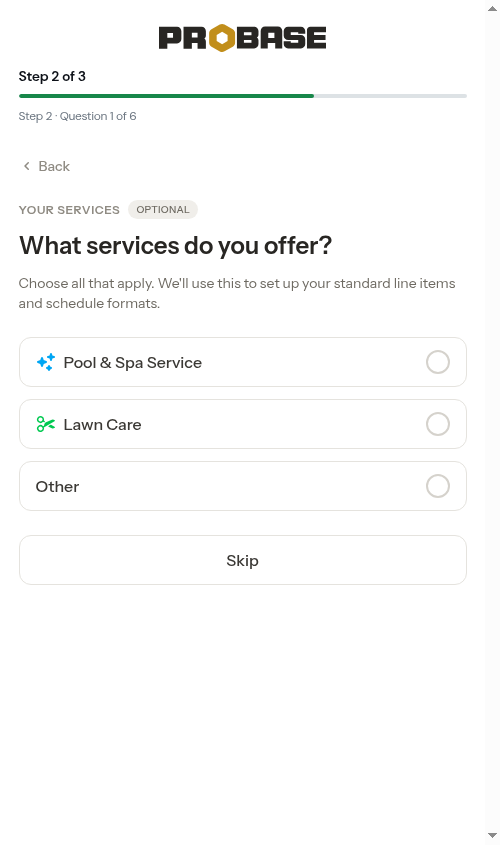 Choosing trades during onboarding