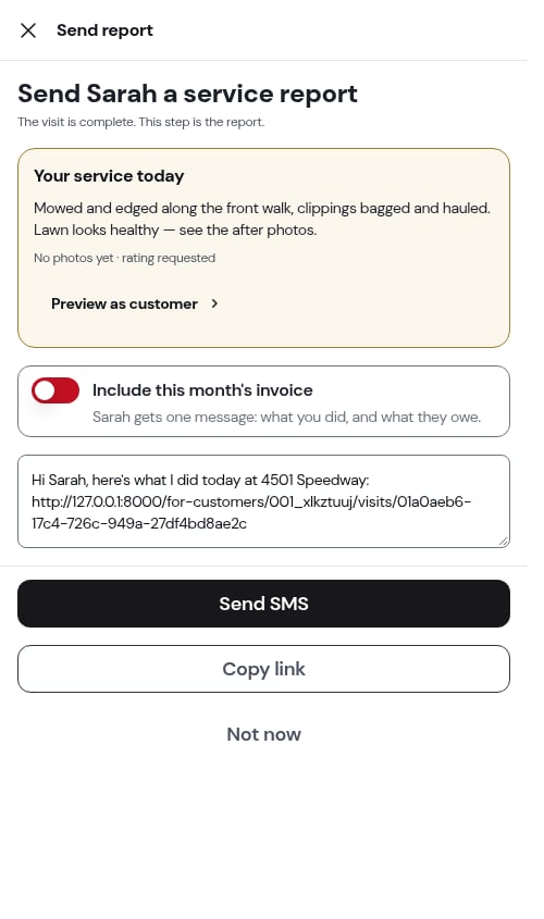 The send step with a bill due and the switch off