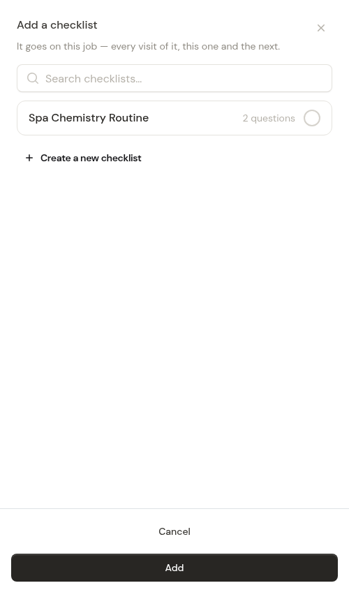 The Add a checklist picker