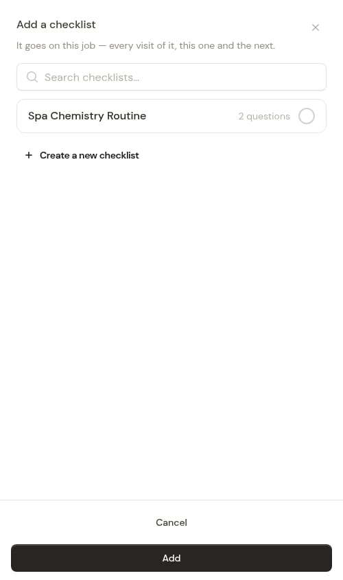 The Add a checklist picker