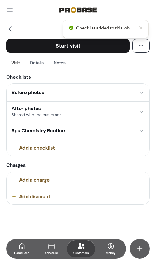 The added checklist on the card