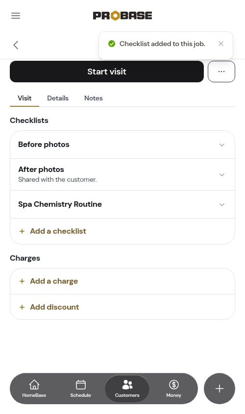 The added checklist on the card
