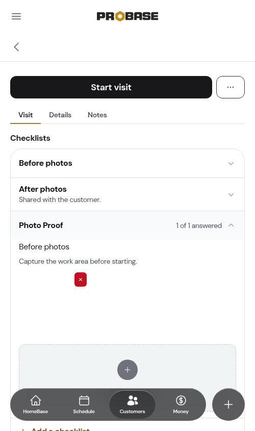 Dropping a photo onto a checklist row