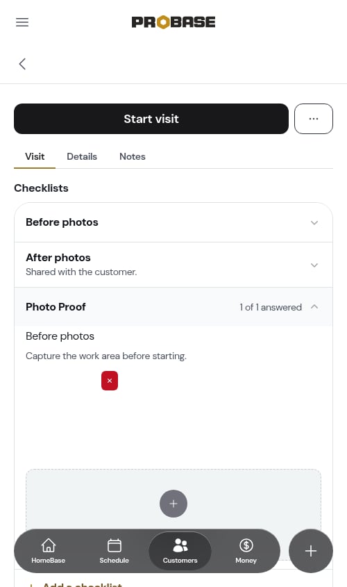 Dropping a photo onto a checklist row