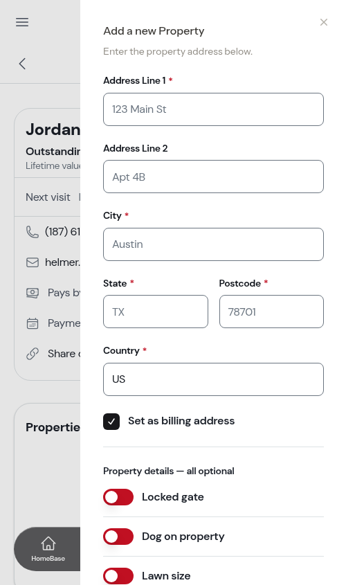 Add property form