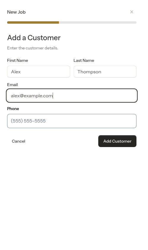 New customer filled