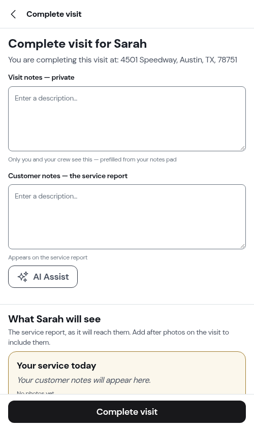 The completion form