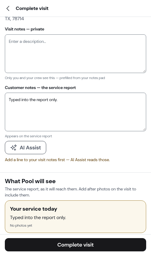 AI Assist asking for a line in your visit notes