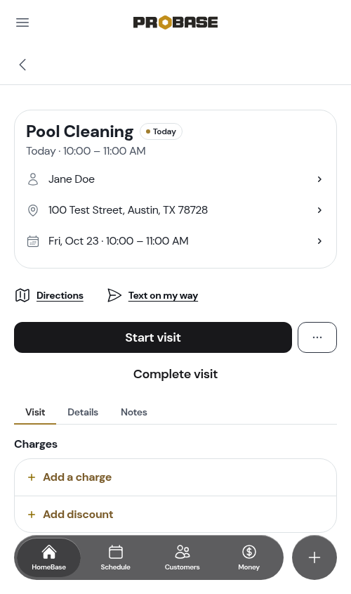 Job detail page with the back arrow at the top