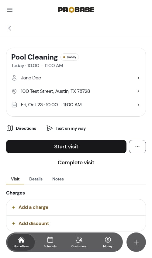 Job detail page with the back arrow at the top