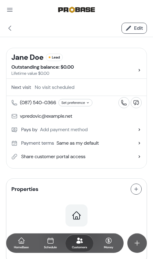 Customer detail page