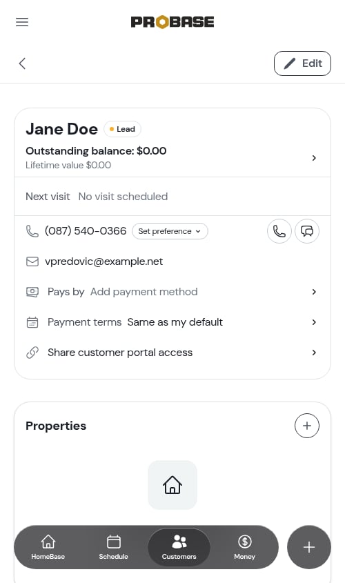 Customer detail page
