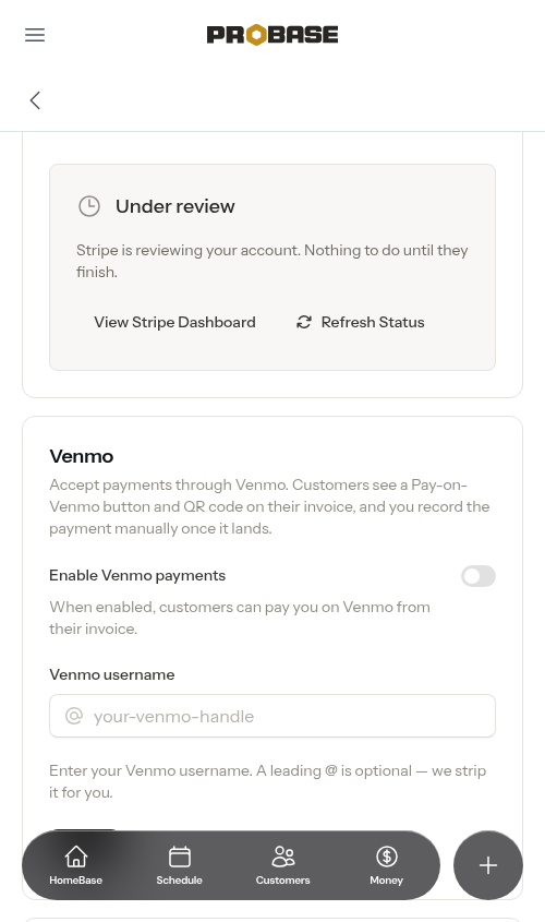 The Under review card