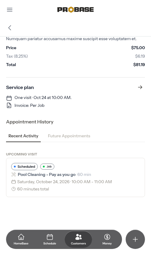 Before completing a per-service appointment