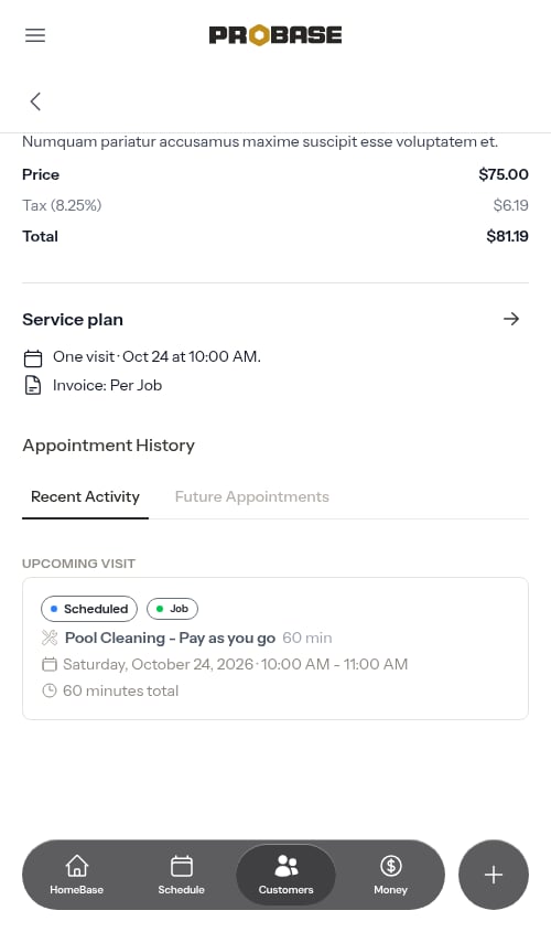 Before completing a per-service appointment