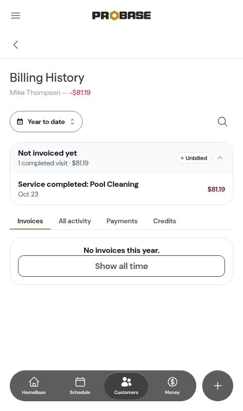 Billing entry created automatically after completion