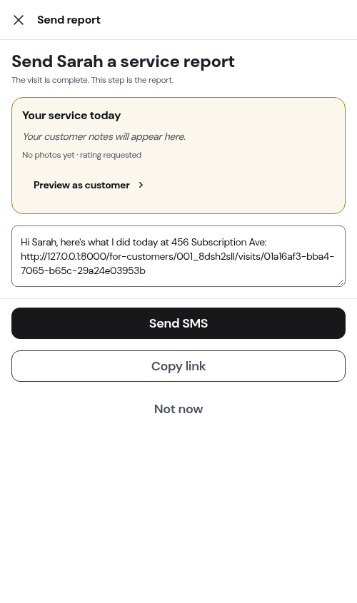 Subscription appointment marked as completed