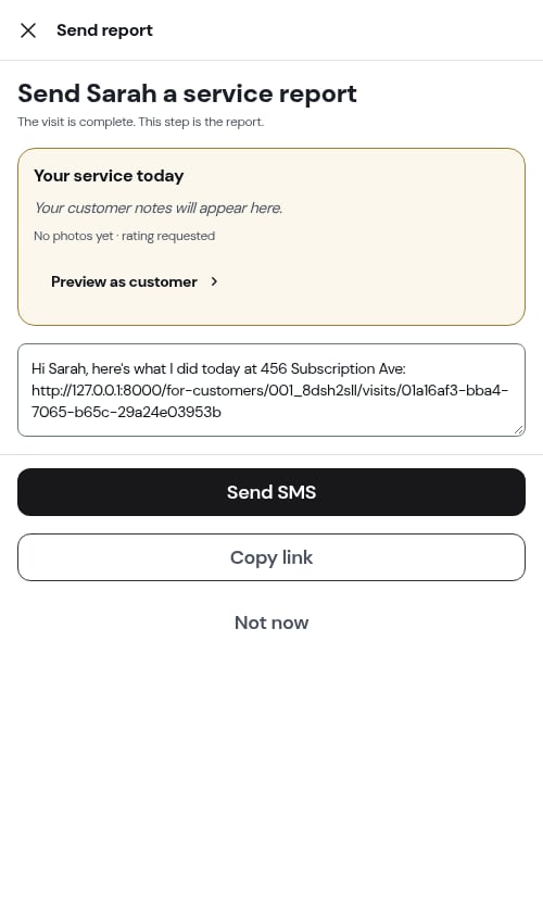Subscription appointment marked as completed