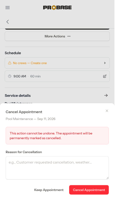 Cancel individual appointment
