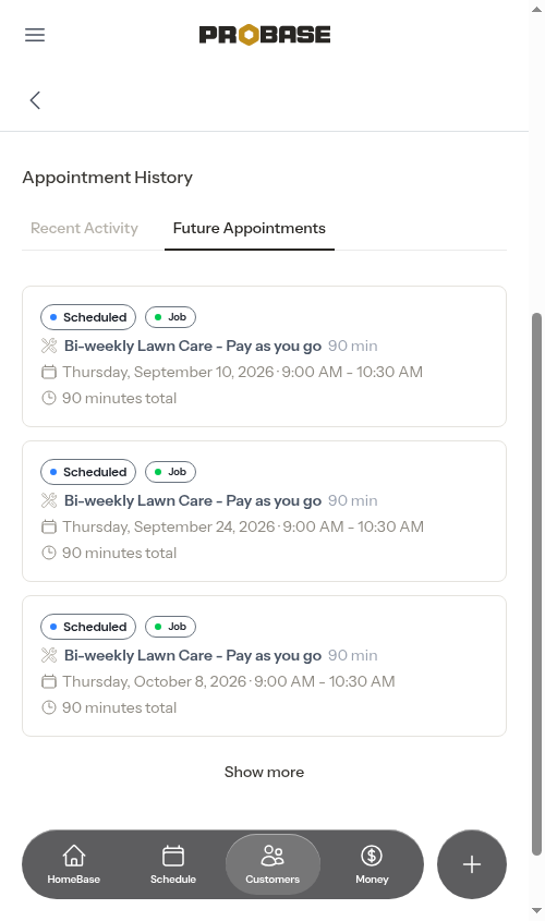 The Future Appointments tab