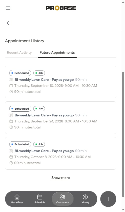 The Future Appointments tab