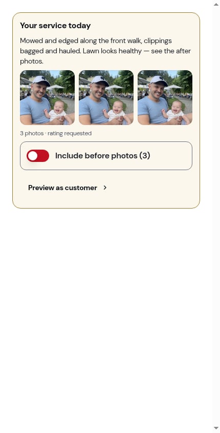 The preview card with photos and the before-photos switch