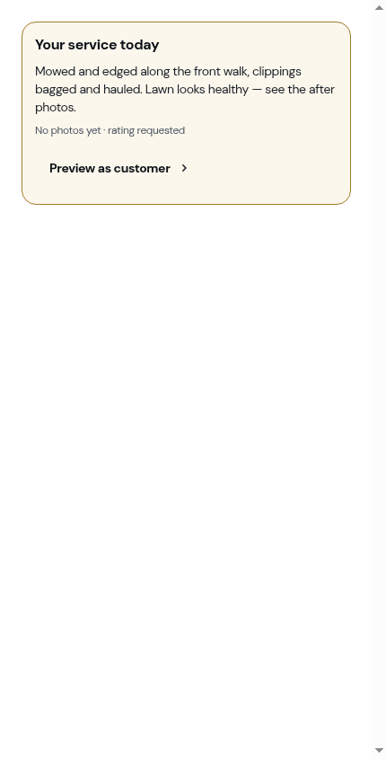 The preview card for a visit with no photos