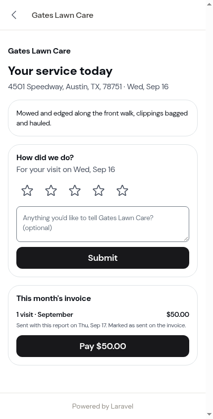 The invoice block on a report